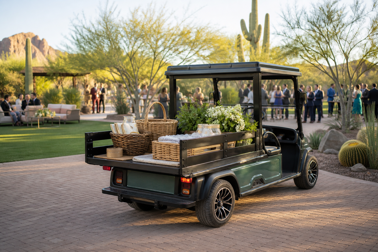 Phoenix event guests enjoying Golf Cart Rental for Parties