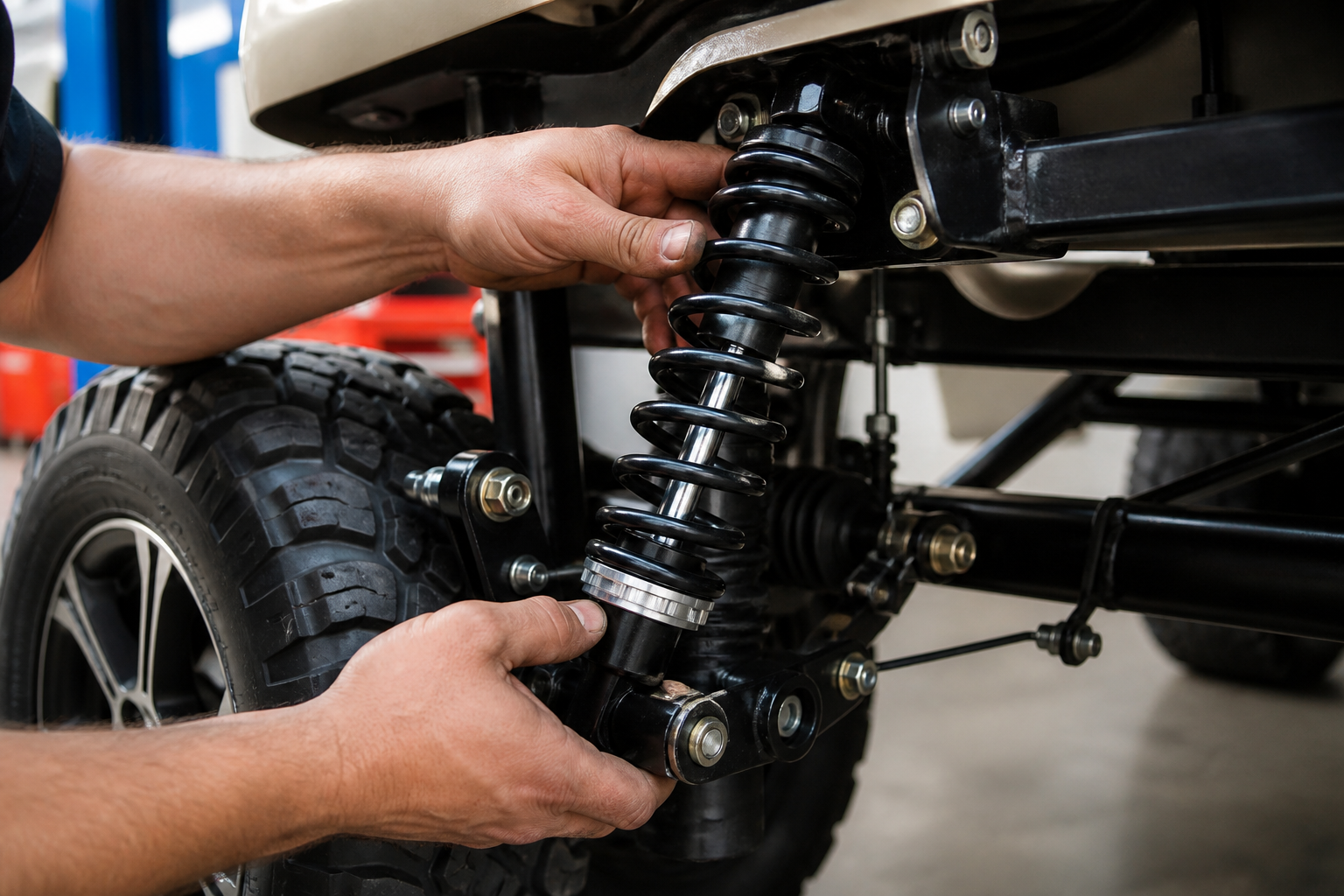 Close-up of high-performance Golf Cart Suspension Phoenix components