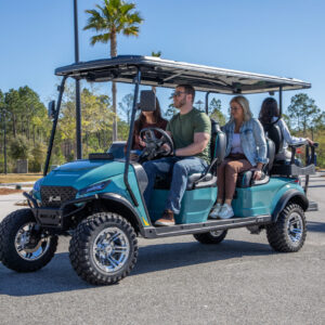 Madjax X6 Lifted Golf Cart for Sale – 6 Passenger Electric in Teal