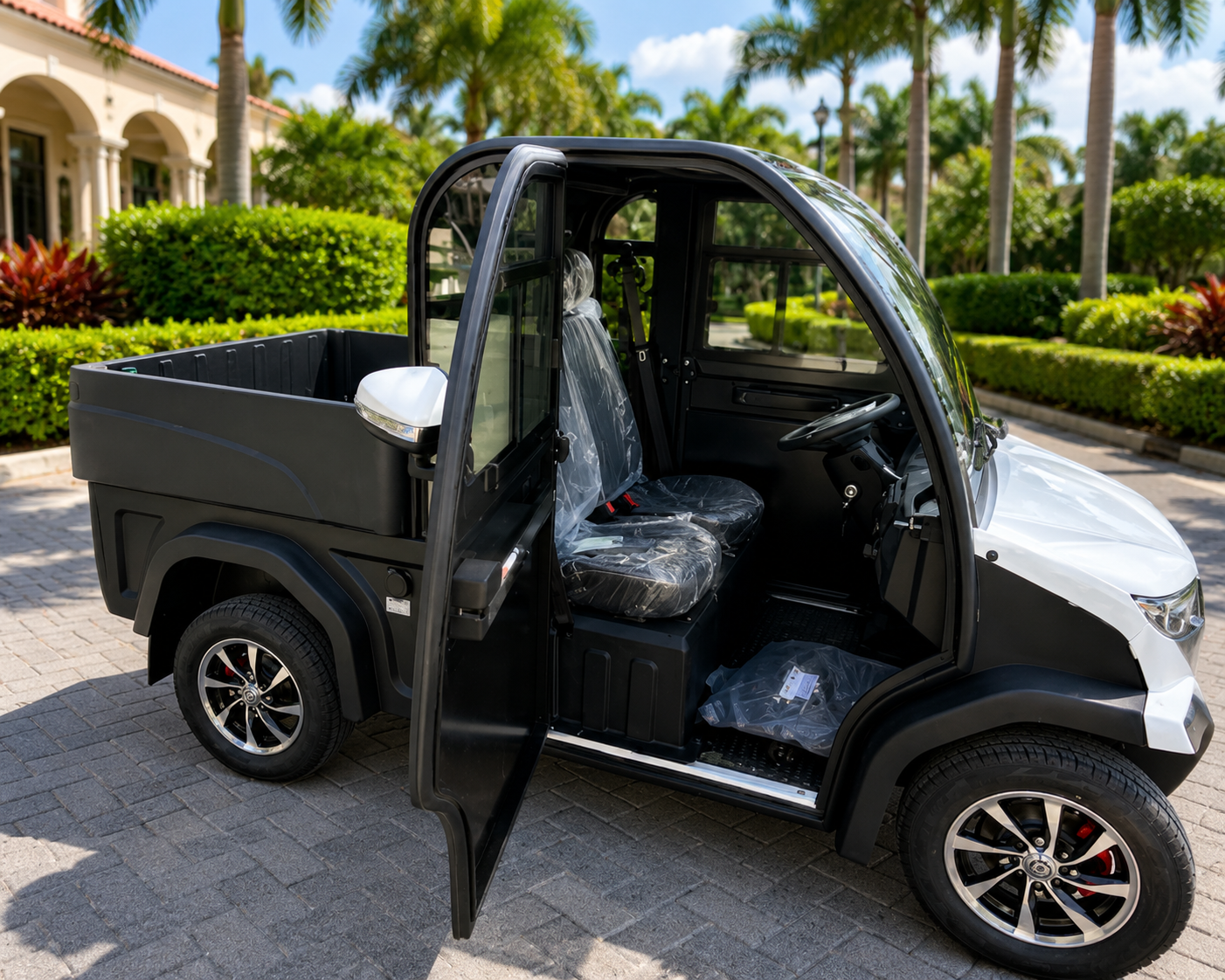 Commercial Utility Cart with Air Conditioning & Cargo Bed