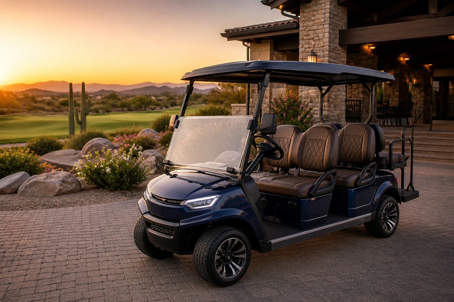 A new PHOENIX GOLF CAR SUPERSTORE golf cart representing options for Golf Cart Lease vs Buy in Pompano Beach, FL.