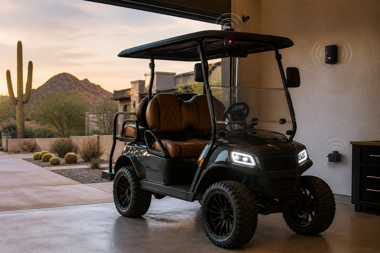 Golf Cart Security Systems protecting a custom Phoenix Golf Car Superstore golf cart in Pompano Beach, FL.